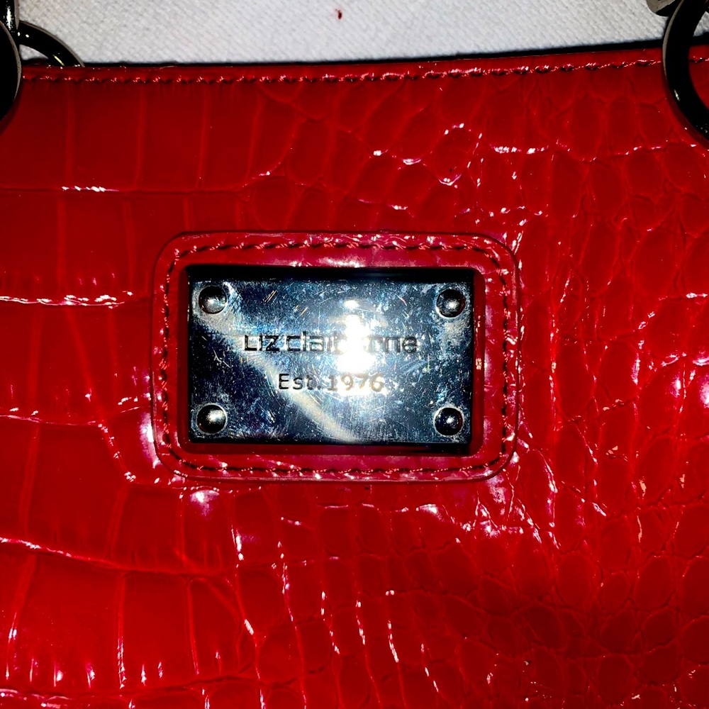 Red Liz Claiborne crocodile print purse